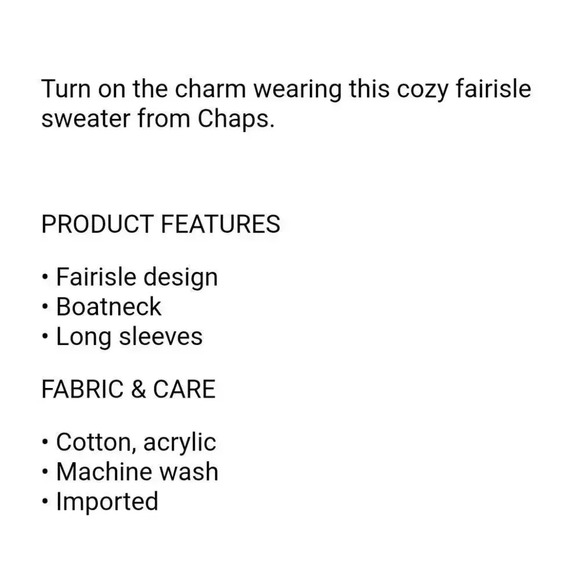 {Chaps} 🆕️ PLUS SIZE Fairisle Sweater - Picture 9 of 9